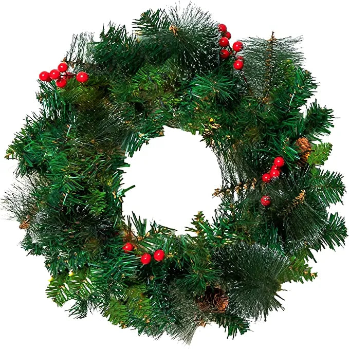 50 LED Artificial Christmas Pre lit Wreaths 20in