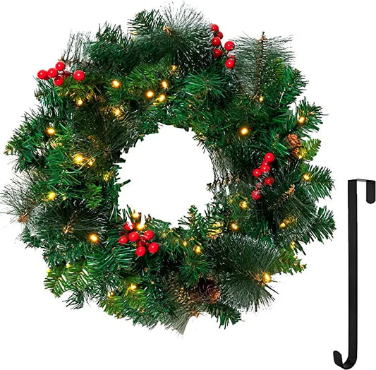 50 LED Artificial Christmas Pre lit Wreaths 20in