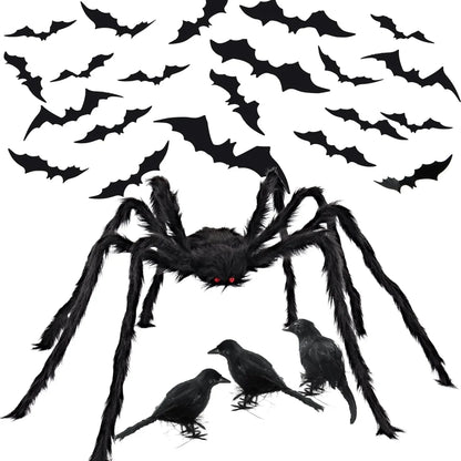 Halloween Bat Stickers Spider and Crows Decorating Set