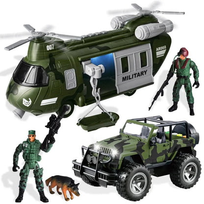 Military Vehicles Toys Set with Light and Sound Sirens