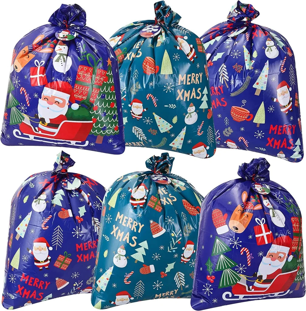 6pcs Christmas Giant Plastic Gift Bags