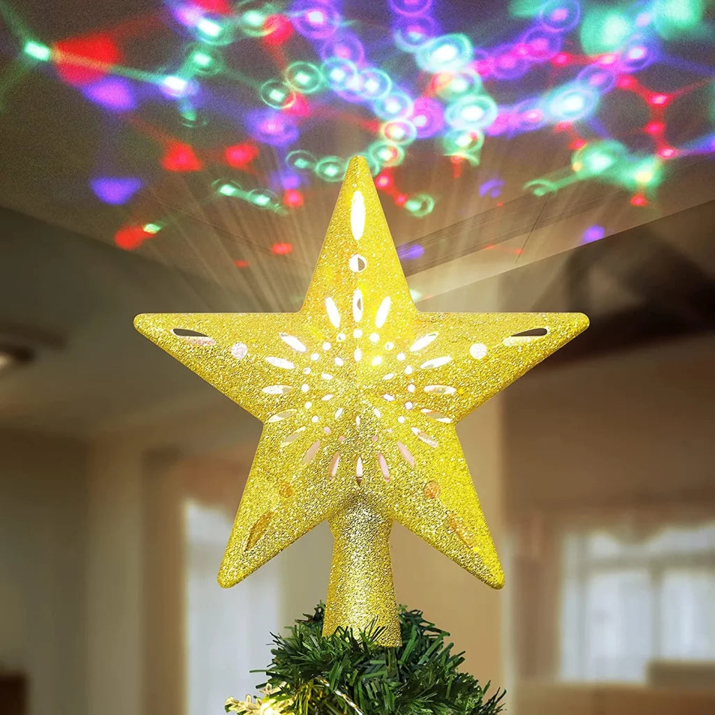 Gold LED Star Christmas Tree Topper