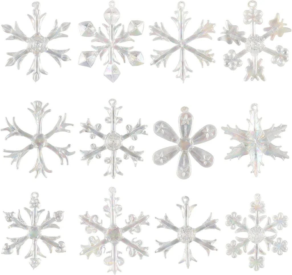 28pcs Glass Snowflake and Icicle Christmas Ornaments