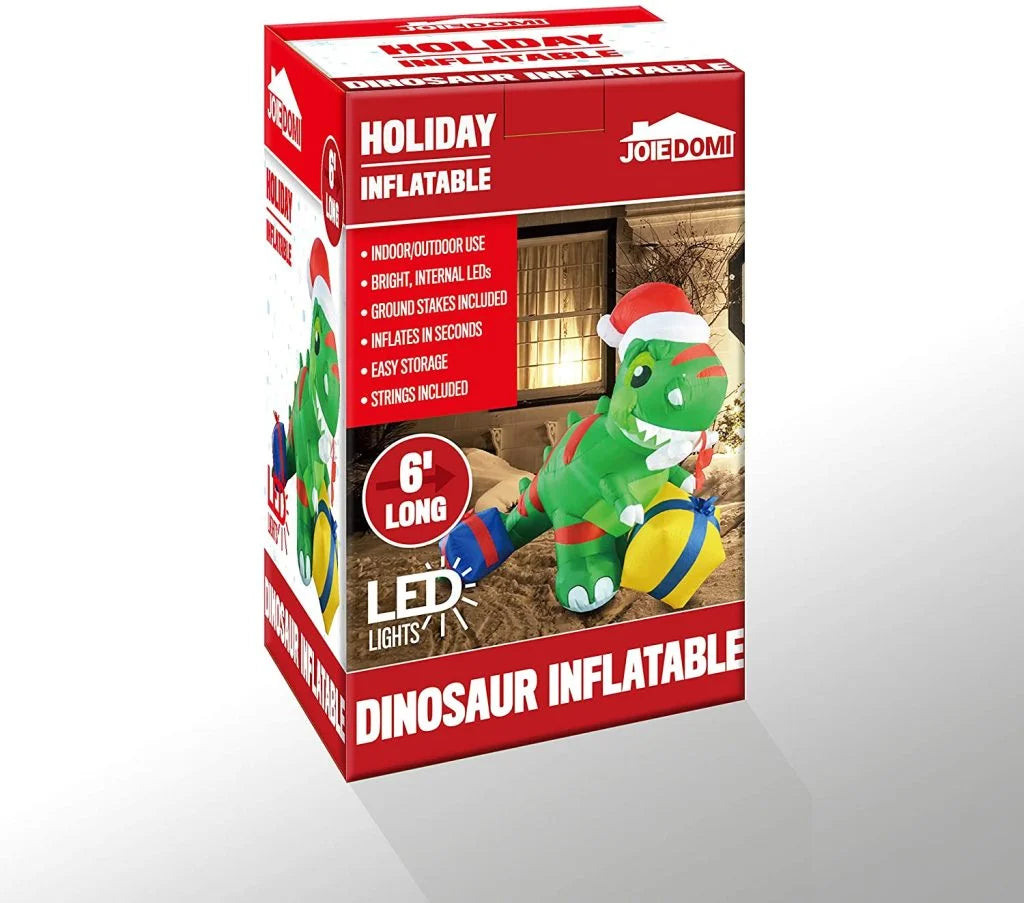 6ft LED Christmas Dinosaur Inflatable with a Gift