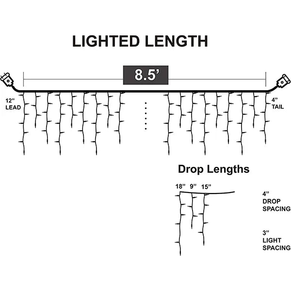 3×150 Warm White Icicle Lights