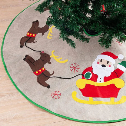 Santa Sleigh Burlap Christmas Tree Skirt 48in