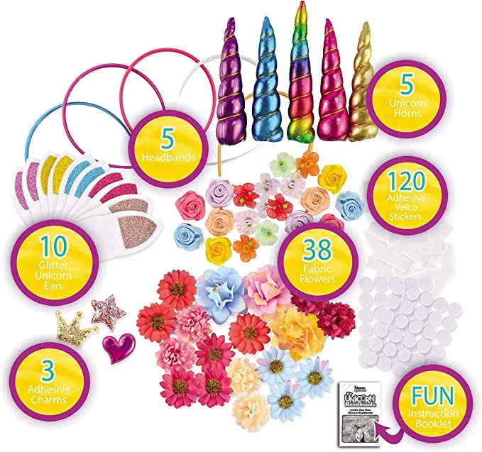 Unicorn Headband DIY Craft Kit, 181 Pcs – KLEVER KITS