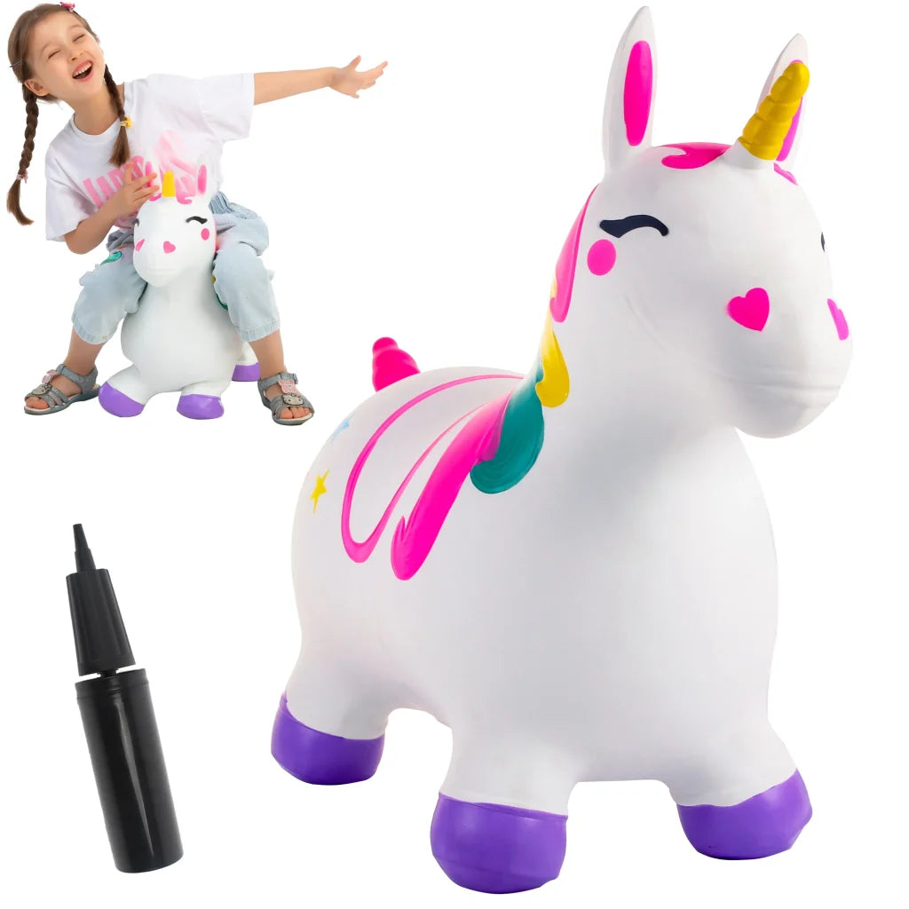 White Unicorn Bouncy Horse Hopper