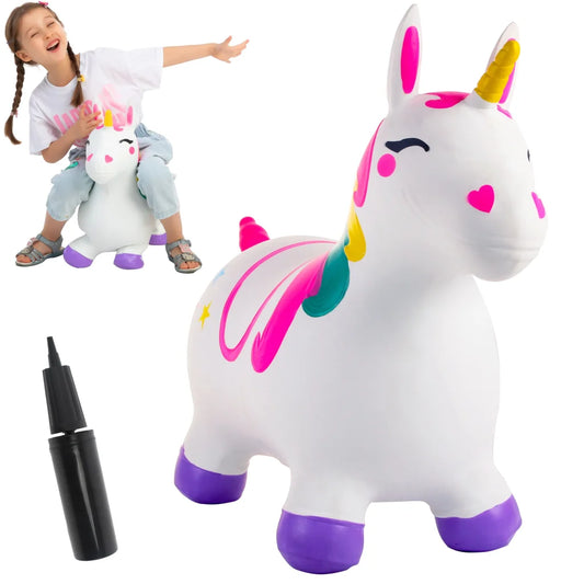 White Unicorn Bouncy Horse Hopper