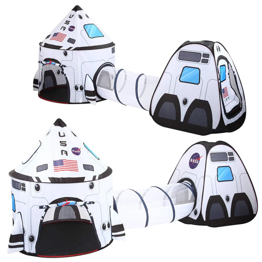 White Rocket Ship Pop Up Play Tent With Tunnel