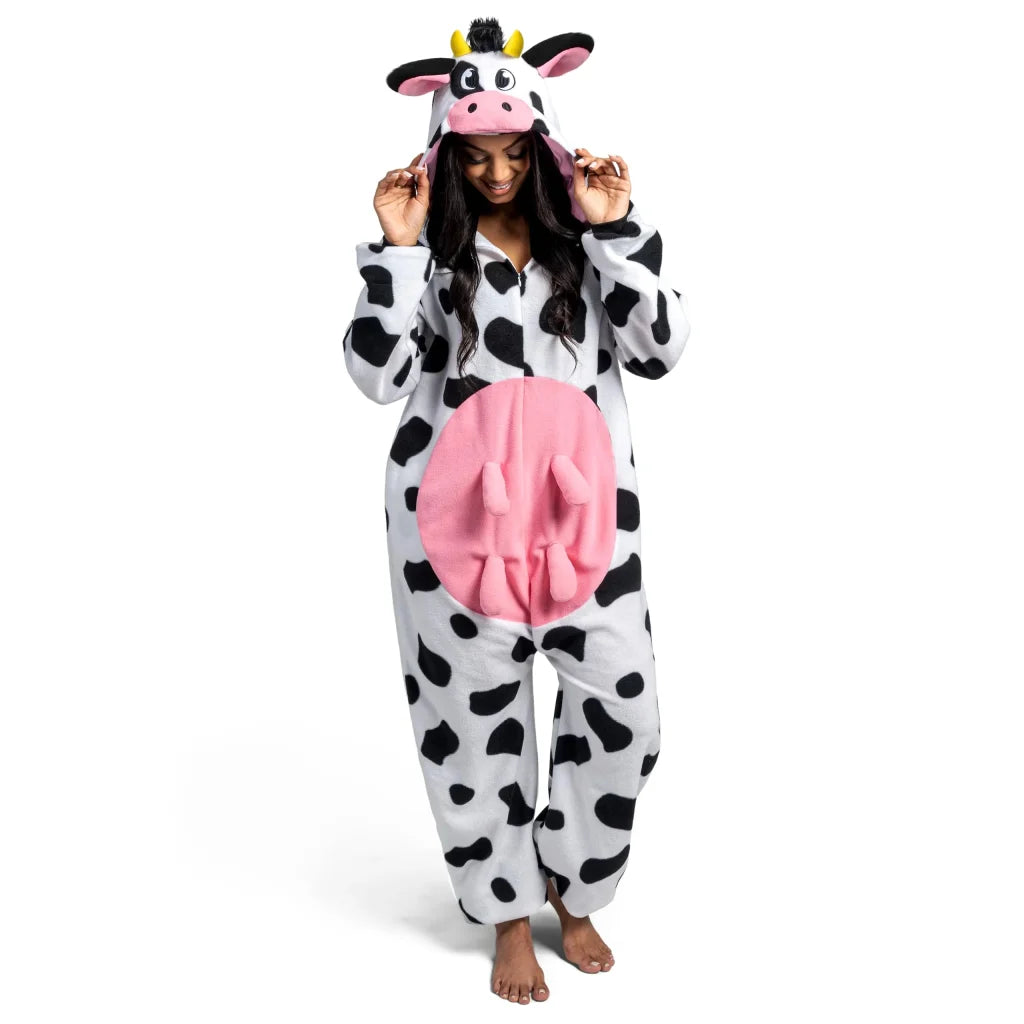 Unisex Adult Cow Pajama Plush Costume