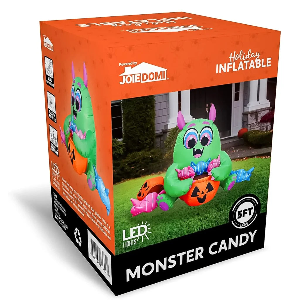 5ft Inflatable LED Monster with Pumpkin and Candies