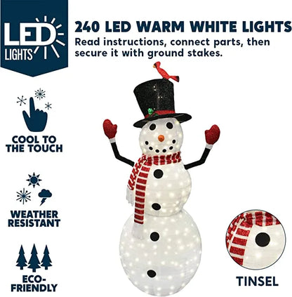 6ft 240 LED Warm White Collapsible Snowman