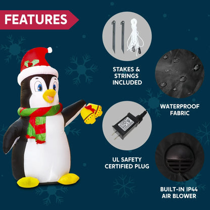 5ft LED Inflatable Penguin Christmas Decoration