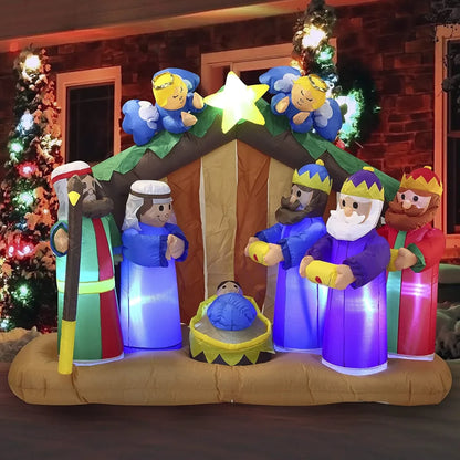 6ft Inflatable LED Nativity Scene with Angels