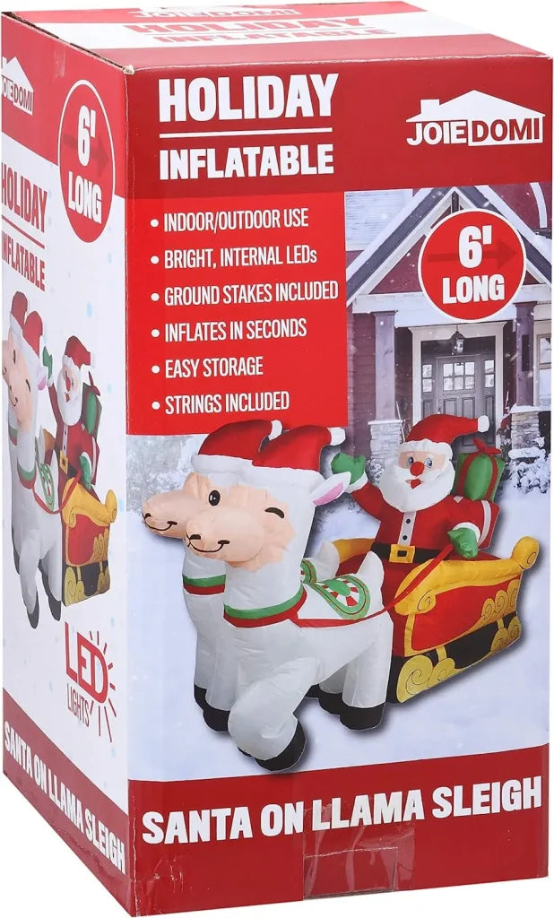 6ft LED Santa on Llama Sleigh Inflatable