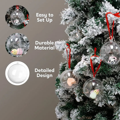 10pcs Clear Plastic Fillable Christmas Balls 3.15in