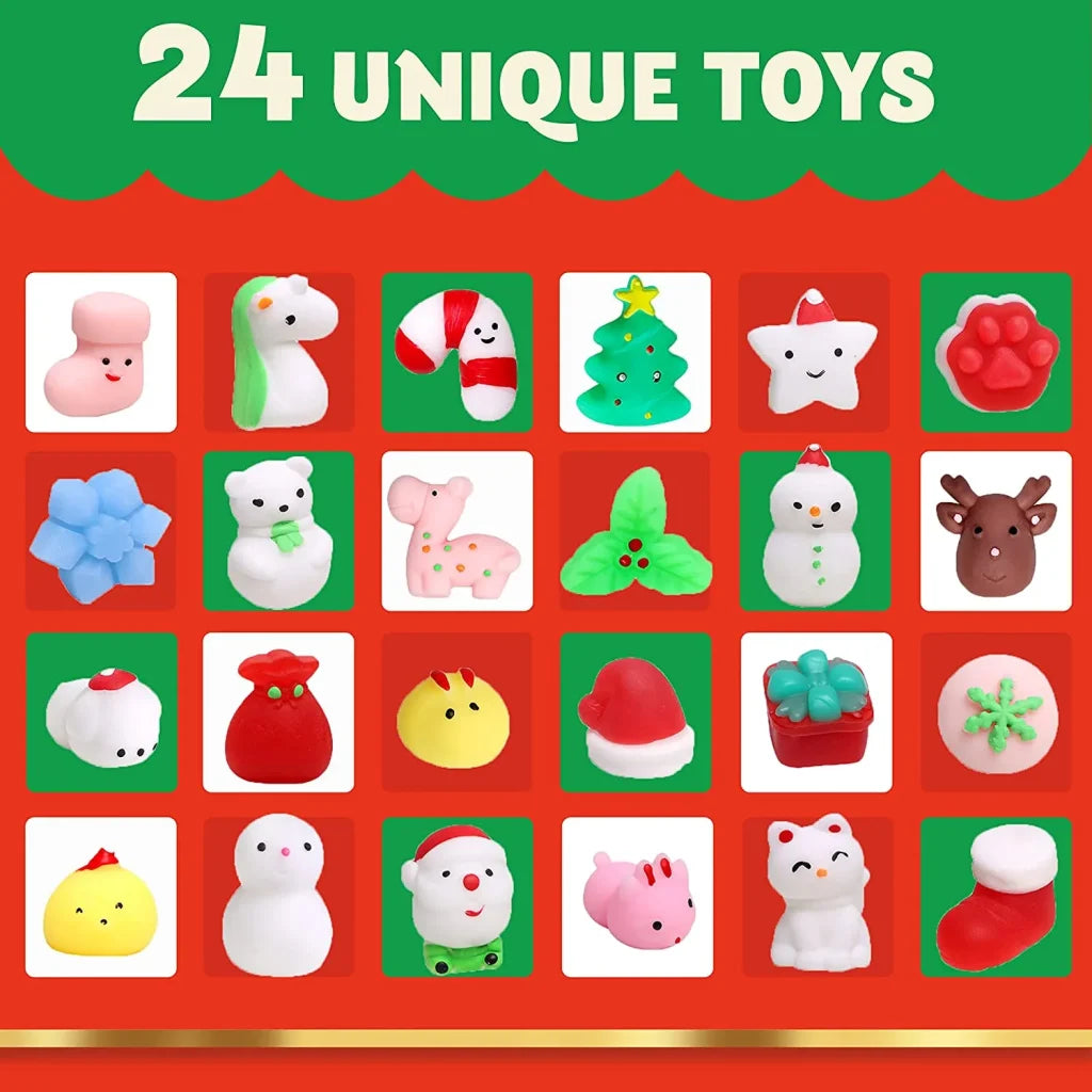 24Pcs Soft and Yielding Toys with Christmas Advent Calendar