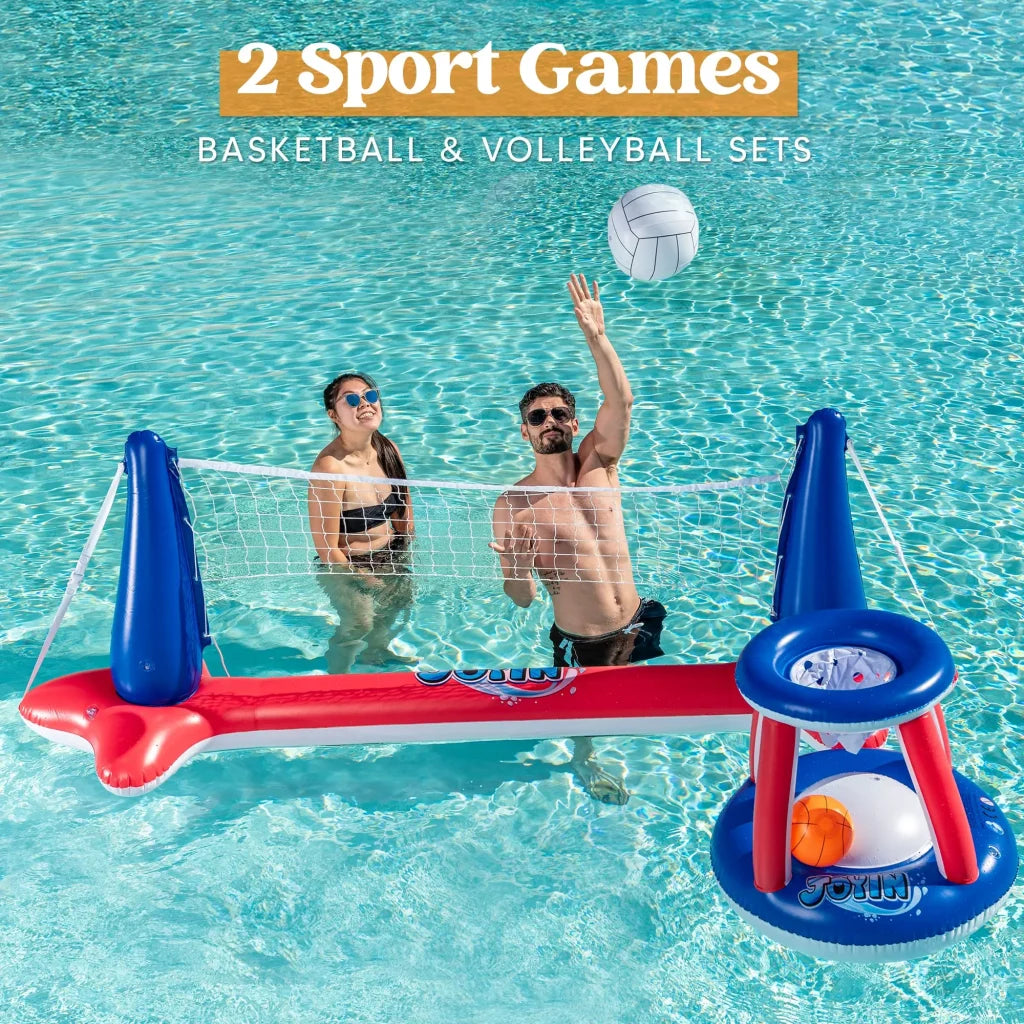 Inflatable Pool Float Set for Volleyball and Basketball