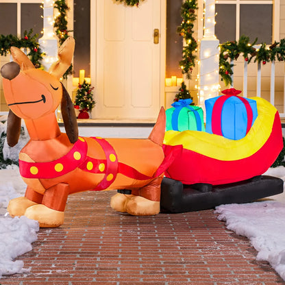 8ft Long Puppy Christmas Inflatable