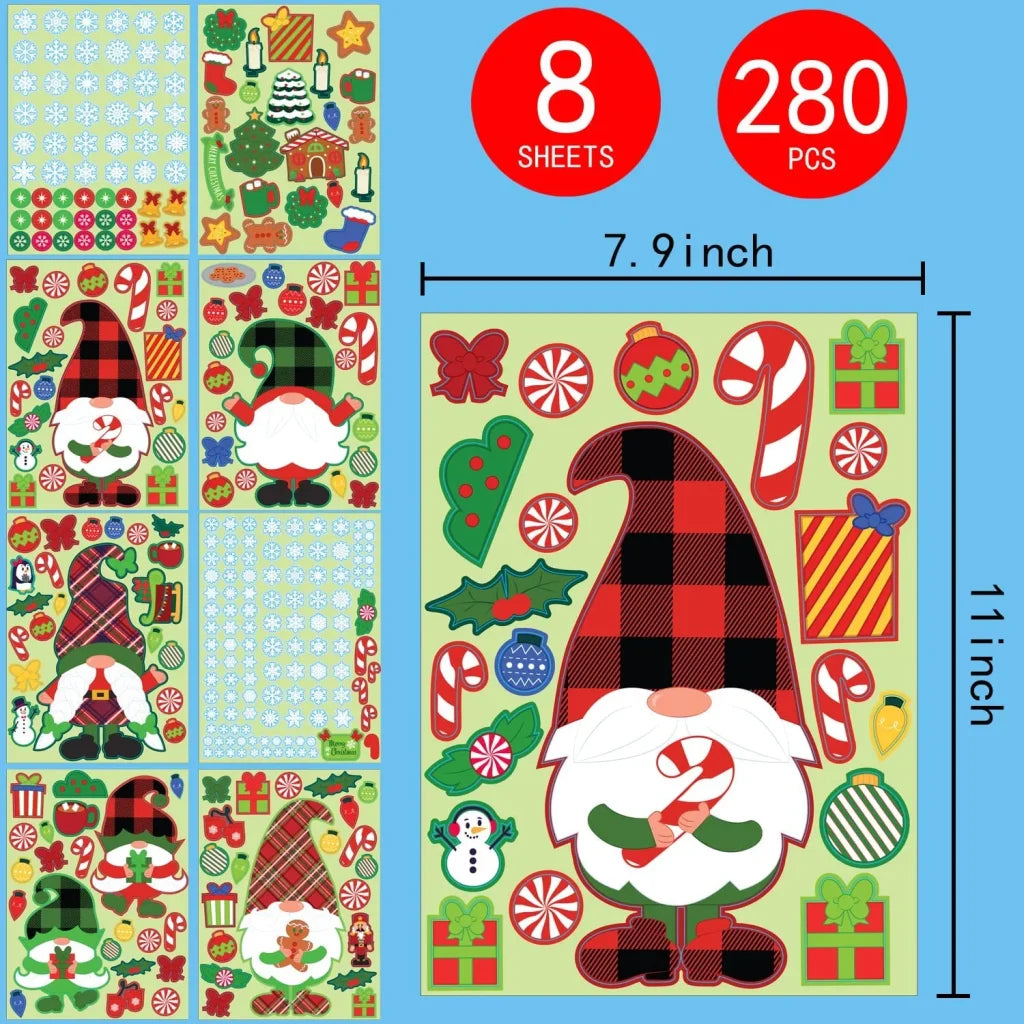 300pcs Christmas Gnome Window Clings