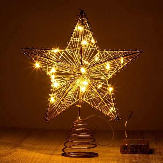 Lighted Christmas Tree Topper Gold Star