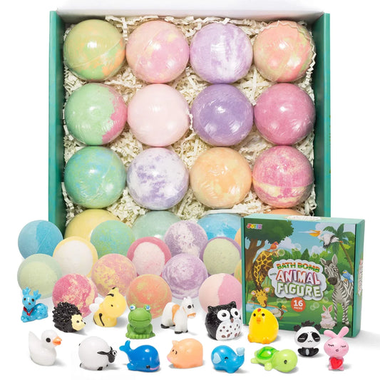 16pcs Bath Bombs with Animal Figures