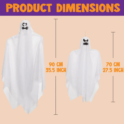 4pcs Hanging Ghost Decoration (2) 35.5in and (2) 27.5in