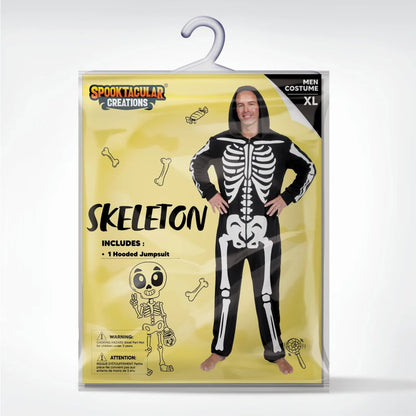 Mens Skeleton Jumpsuit Costume