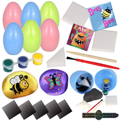 12pcs Prefilled Easter Eggs with DIY Art and Craft Rock Kit