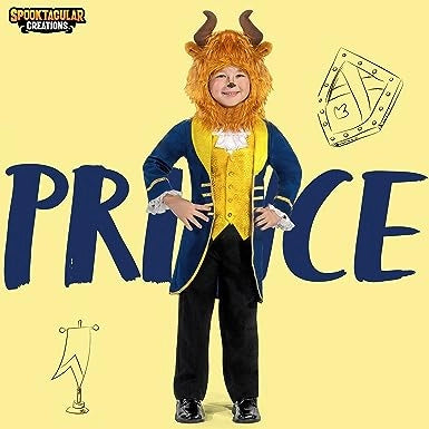 Blue Prince Charming Outfit with Beast Hood for Kids