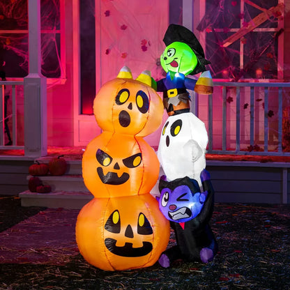 6ft LED Halloween Pumpkins with Stacked Characters