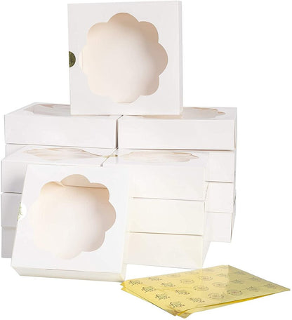 White Cake Pie Box, 15 Pcs with Stickers – JOYIN 10in