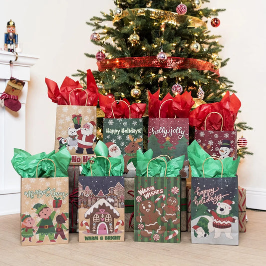 24pcs Christmas Kraft Paper Gift Bags