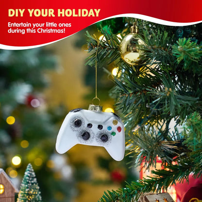 White Game Controller Glass Ornament