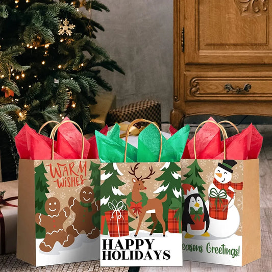 24pcs Christmas Kraft Paper Goodie Bags