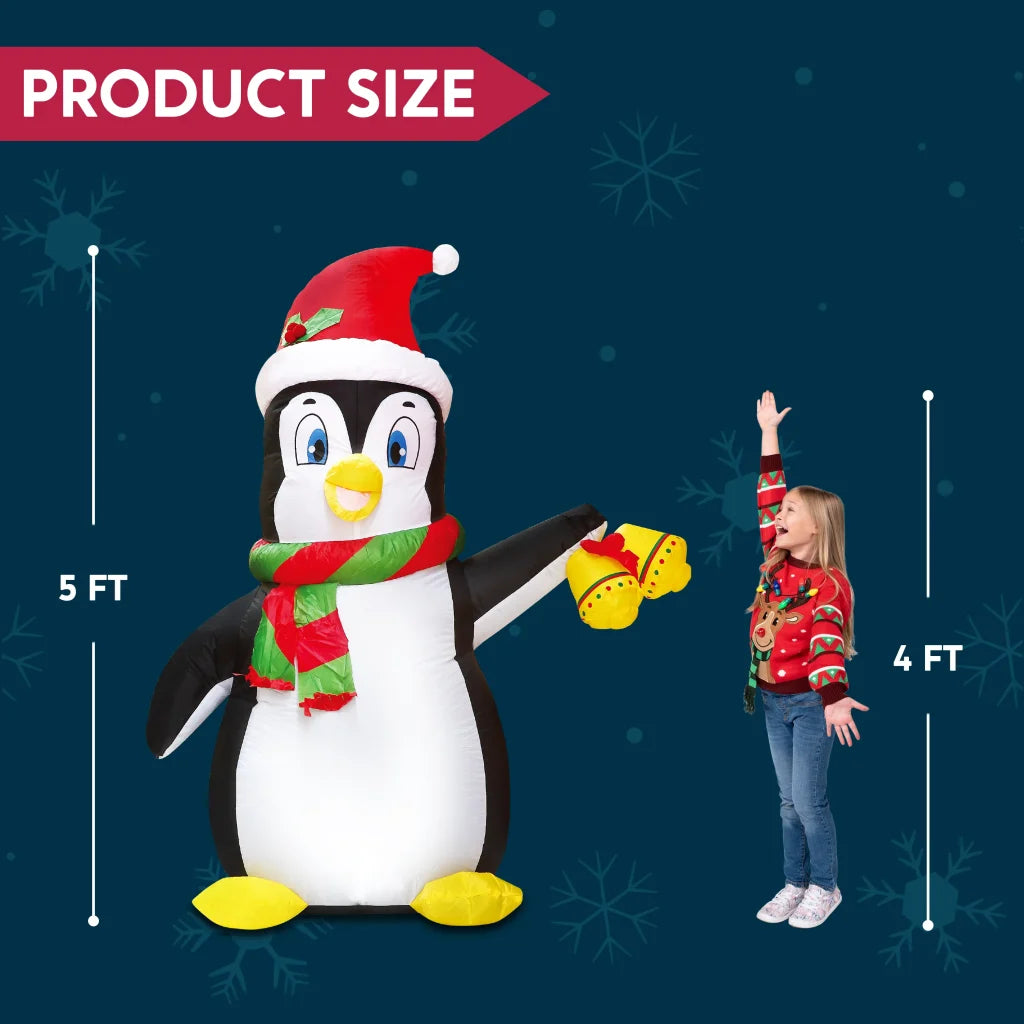 5ft LED Inflatable Penguin Christmas Decoration