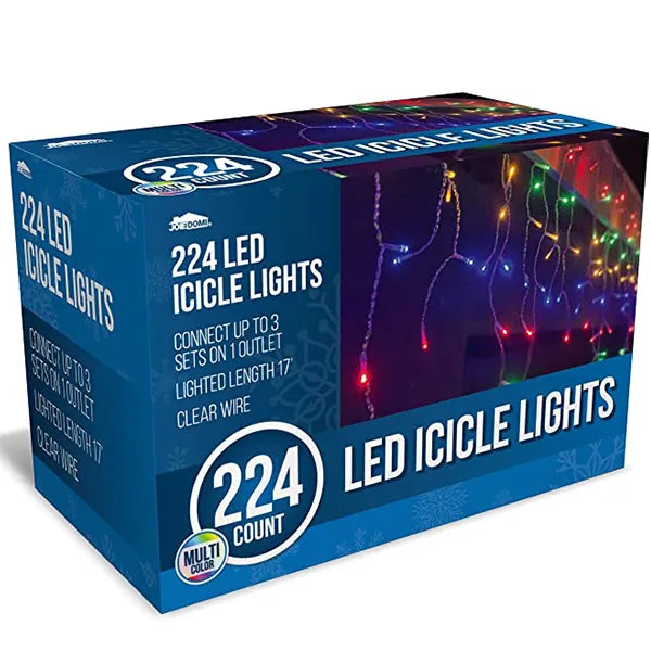 224 LED Multicolor Icicle Christmas Lights