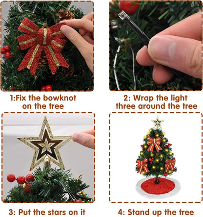 Pre Lit Table Top Christmas Tree Decoration 24in