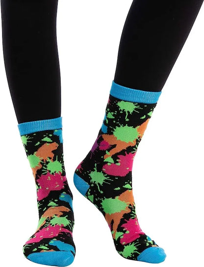 12pcs Paint Splash Patterned Colorful Socks Women