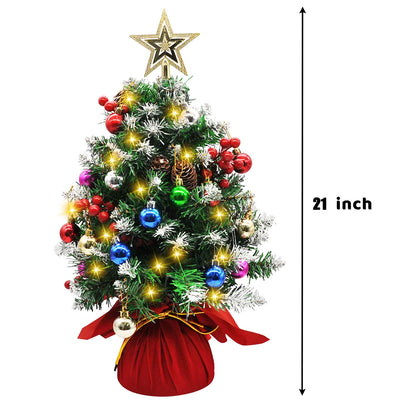 Prelit Snow Flocked Artificial Christmas Tree 21in