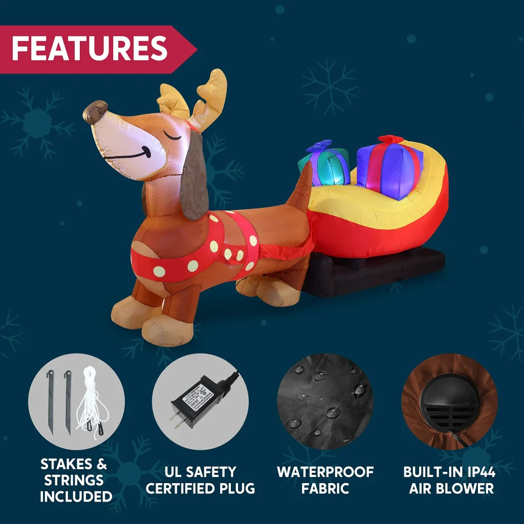 8ft Long Puppy Christmas Inflatable