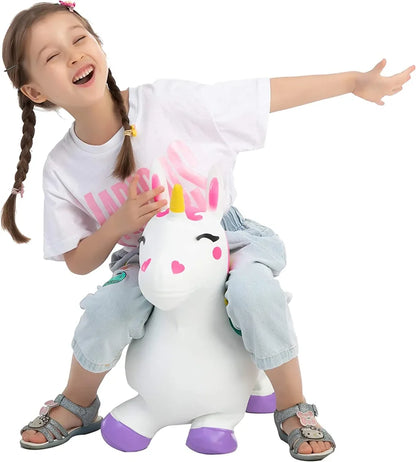 White Unicorn Bouncy Horse Hopper