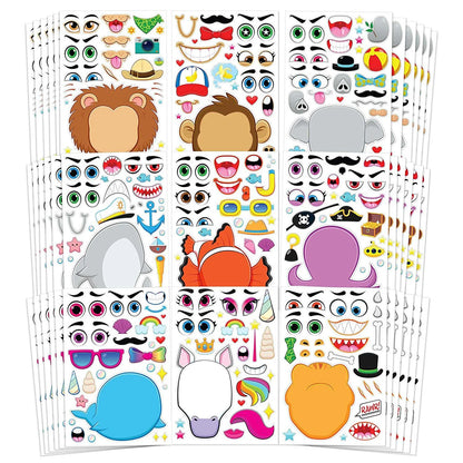 10″ Animal Mix and Match Sticker Sheets, 36 Pcs