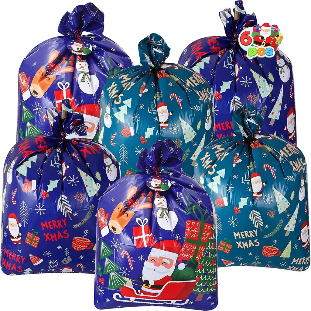 6pcs Christmas Giant Plastic Gift Bags