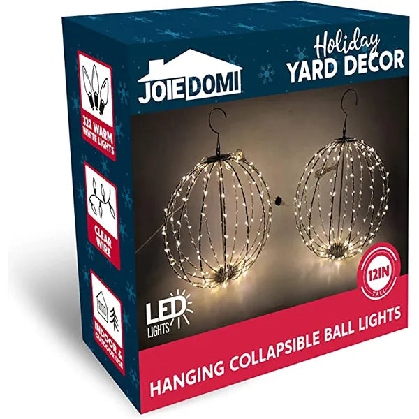 2pcs LED Hanging Collapsible Ball Lights 12in