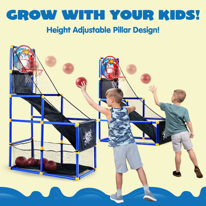 Kids Arcade Basketball Game Set with 4 Balls and Hoop