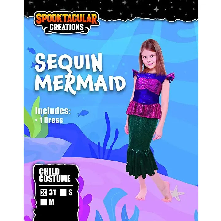 Kids Halloween Mermaid Sequin Costume