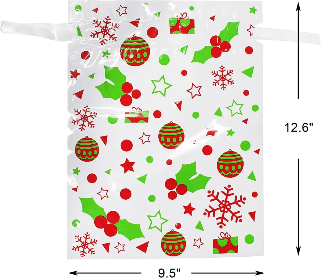 36pcs Drawstring Christmas Goodie Bags Assorted Size