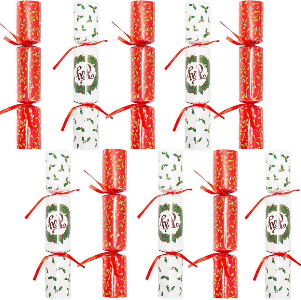 10pcs No Snap Classic Design Christmas Party Crackers